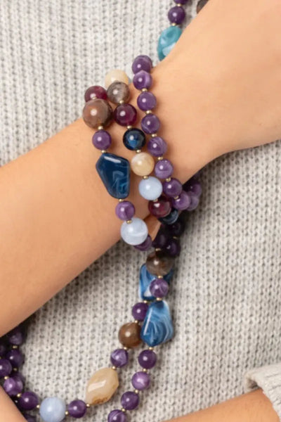 MYA ACCESSORIES | Bracciale elastico tre linee con sfere