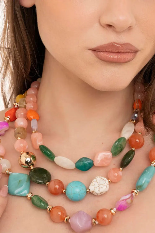 MYA ACCESSORIES | Collana a tre fili con mix di pietre dure