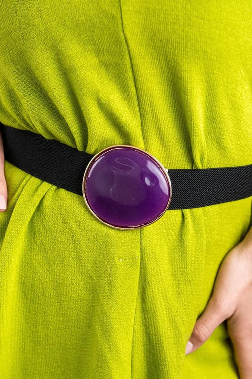 MYA ACCESSORIES | Cintura elastica nera con medaglione