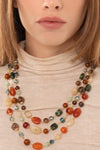 MYA ACCESSORIES | Collana a tre fili con pietre in acrilico e vetro