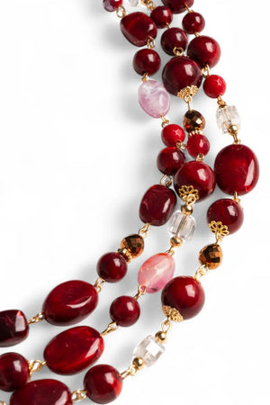 MYA ACCESSORIES | Collana a tre fili con pietre in acrilico e vetro