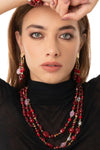 MYA ACCESSORIES | Collana a tre fili con pietre in acrilico e vetro
