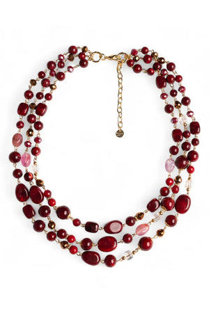 MYA ACCESSORIES | Collana a tre fili con pietre in acrilico e vetro