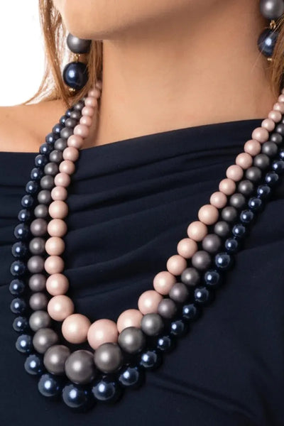 MYA ACCESSORIES | Collana a tre fili con sfere in acrilico