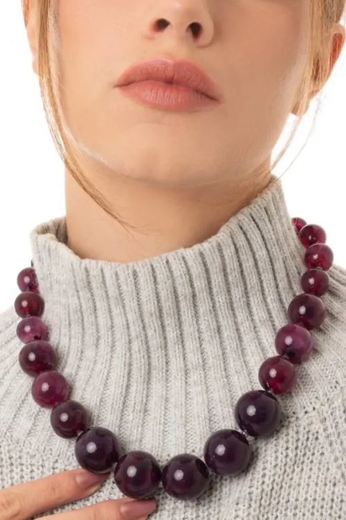 MYA ACCESSORIES | Collana girocollo con sfere in acrilico e vetro