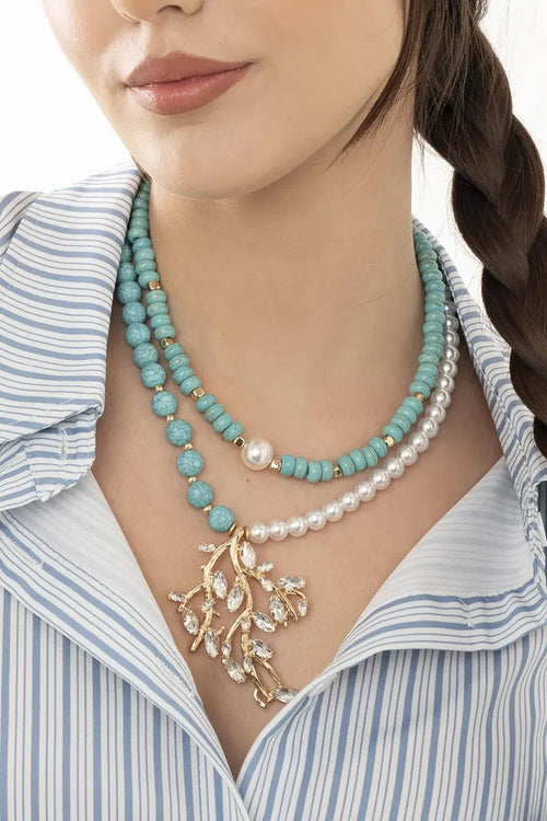 MYA ACCESSORIES | Collana girocollo doppio filo con pietre