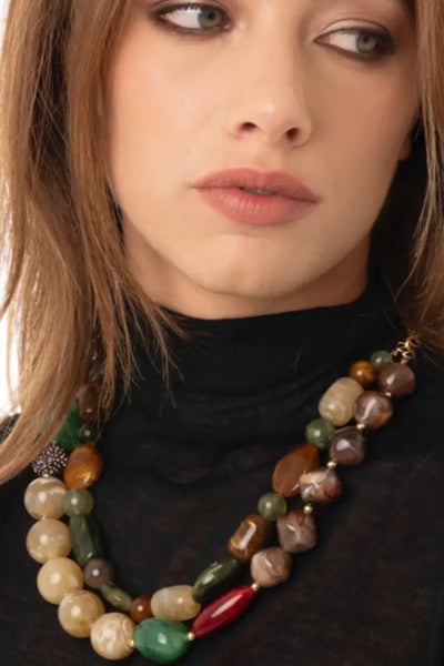 MYA ACCESSORIES | Collana girocollo doppio filo con pietre