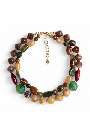 MYA ACCESSORIES | Collana girocollo doppio filo con pietre