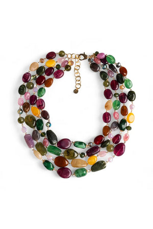 MYA ACCESSORIES | Collana girocollo multifilo con pietre