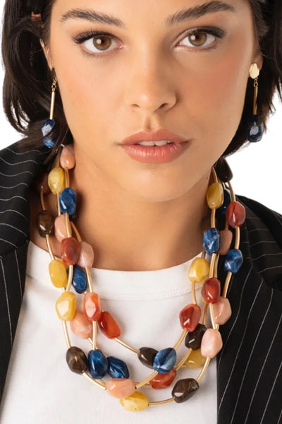 MYA ACCESSORIES | Collana girocollo multifilo con pietre