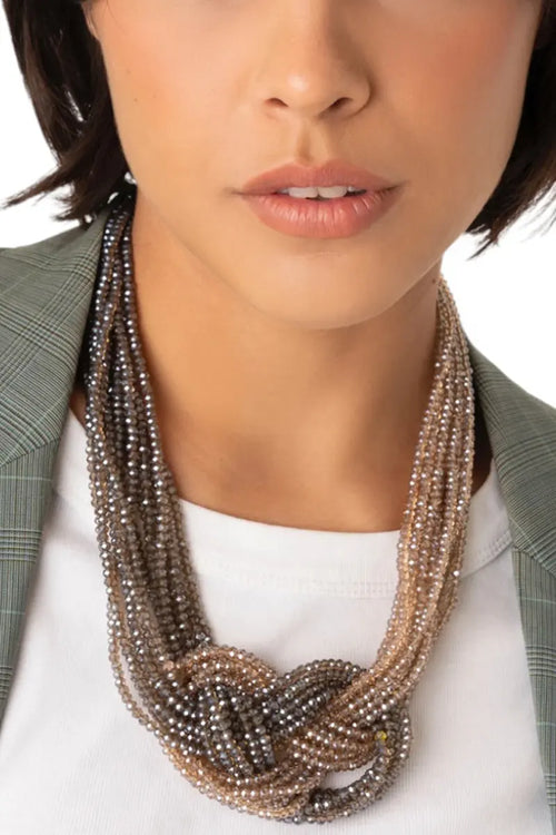 MYA ACCESSORIES | Collana girocollo multifilo di microcristalli