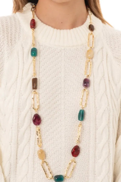 MYA ACCESSORIES | Collana lunga a catena con pietre