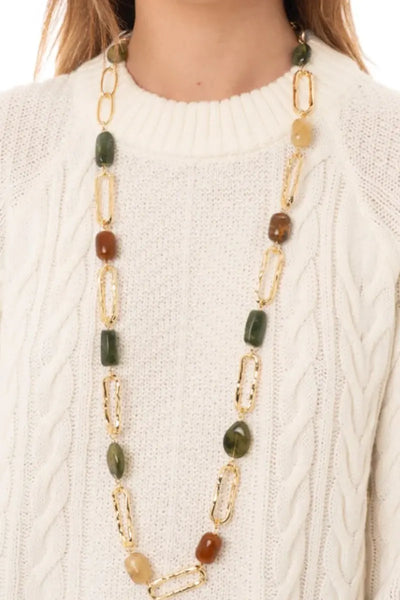 MYA ACCESSORIES | Collana lunga a catena con pietre