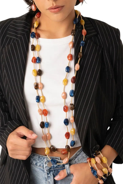 MYA ACCESSORIES | Collana lunga a due fili con pietre