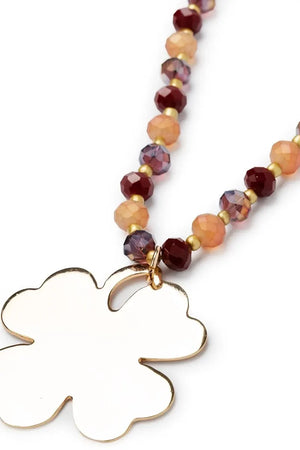 MYA ACCESSORIES | Collana lunga con microcristalli rosa e rossi