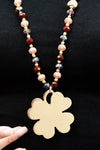 MYA ACCESSORIES | Collana lunga con microcristalli rosa e rossi