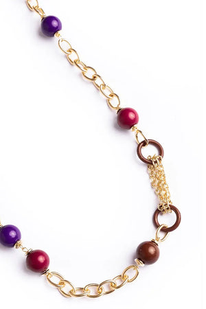 MYA ACCESSORIES | Collana lunga in metallo con sfere in acrilico