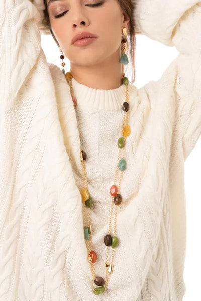 MYA ACCESSORIES | Collana lunga con pietre in acrilico