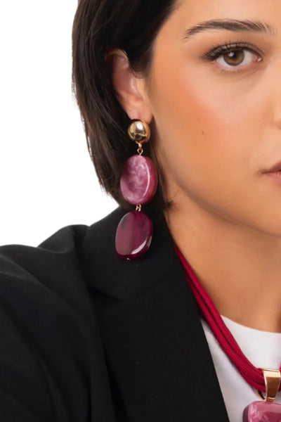 MYA ACCESSORIES | Orecchini pendenti con doppia pietra
