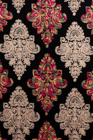 MYA ACCESSORIES | Sciarpa misto cashmere nera con ricami