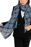 MYA ACCESSORIES | Sciarpa misto cotone blu con stampa
