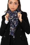 MYA ACCESSORIES | Sciarpa misto cotone blu notte con stampa