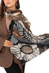 MYA ACCESSORIES | Sciarpa misto cotone nera con stampa