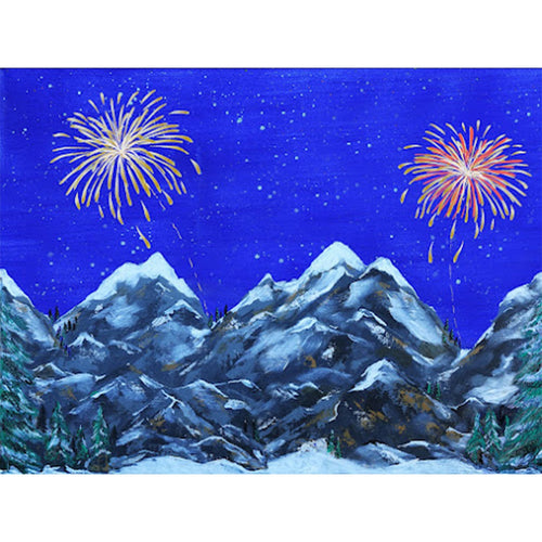 Poster Canvas illuminato Fuochi D'artificio 76 x 56 cm