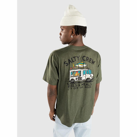 Maglietta T-shirt Salty Crew Reels & Meals forest heather