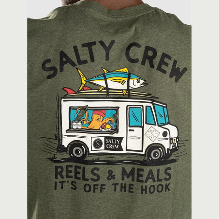 Maglietta T-shirt Salty Crew Reels & Meals forest heather