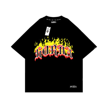 Maglietta boxy fit nera 100% Cotone Horda Flame Horda Brand Streetwear