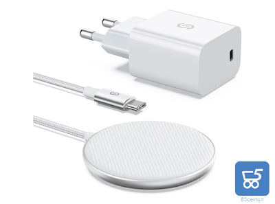 Magnetic Wireless Charger Pad PD 20W Cavo USB-C 1,5M Compatible con iPhone 13 12 Pro Max Mini AirPods 2/3 / Pro