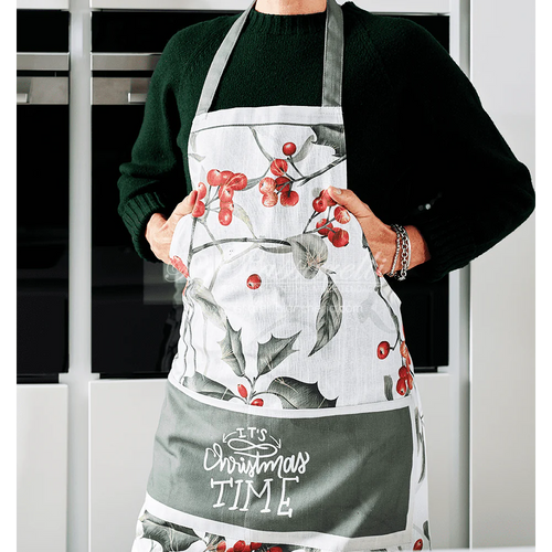 Maison Sucrée Grembiule pettorina Natalizio in misto lino Carillon 2411S24
