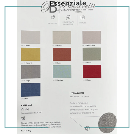 Maison Sucrée Tovaglietta da colazione in vinile Tinta Unita Essenziale S60 - Vari Colori