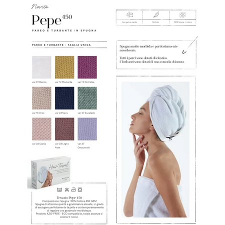 Maison Sucrée Turbante per Capelli in Spugna Pepe 450 S12