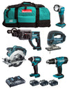 Makita kit dlx6068pt (dhp453 + dtd152 + dhr202 + djv180 + dss611 + dml802 + 3 x 5,0 ah + dc18rd + lxt600) 0088381833783