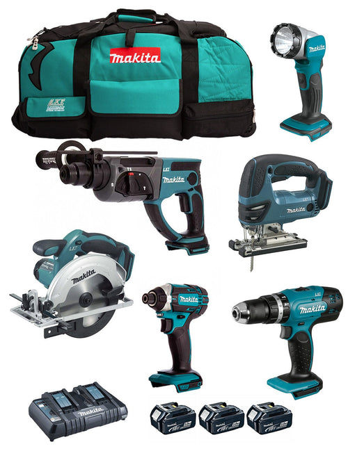 Makita kit dlx6068pt (dhp453 + dtd152 + dhr202 + djv180 + dss611 + dml802 + 3 x 5,0 ah + dc18rd + lxt600) 0088381833783