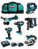 Makita kit mk601 (ddf482 + dhr171 + dga504 + dtd152 + djv182 + dss610 + 2 x 5,0 ah + dc18rc + 2 x lxt600) 8435587916376