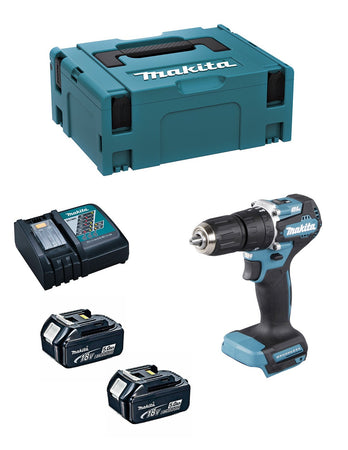 Makita trapano a percussione dhp487rtj (2 x 5,0 ah + dc18rc + makpac 2) 0088381740401