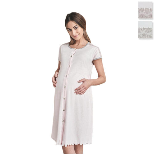 Mamma In Camicia da Notte Premaman Gestante Maniche Corte Clinica 5417 S30 - Passarelli Biancheria