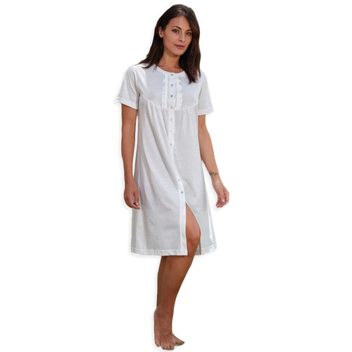 Manam Camicia da Notte Clinica Maniche Corte Cotone Jersey 20667 S30 - Passarelli Biancheria