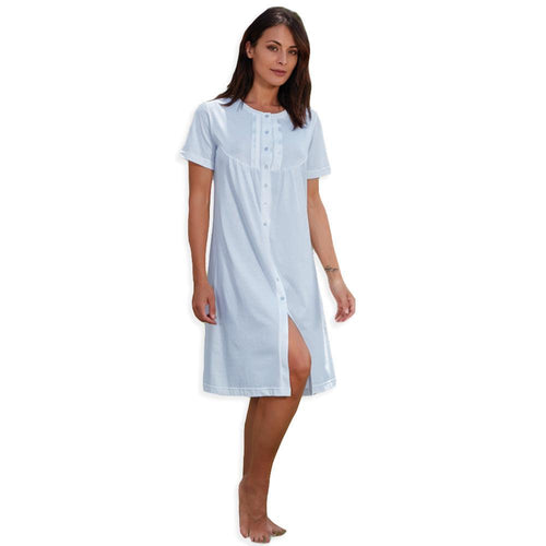 Manam Camicia da Notte Clinica Maniche Corte Cotone Jersey 20667 S30 - Passarelli Biancheria