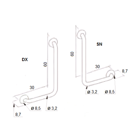 Maniglione angolato 90° Allmobility