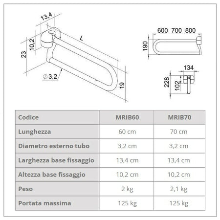 Maniglione ribaltabile con portarotolo Allmobility