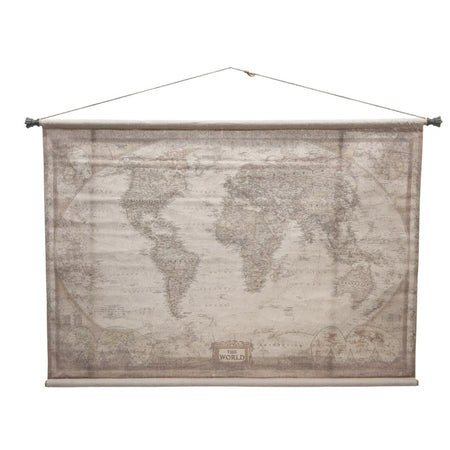 Quadro vintage stampa su tela arazzo da parete con mappamondo in tessuto 162 x h 107 cm