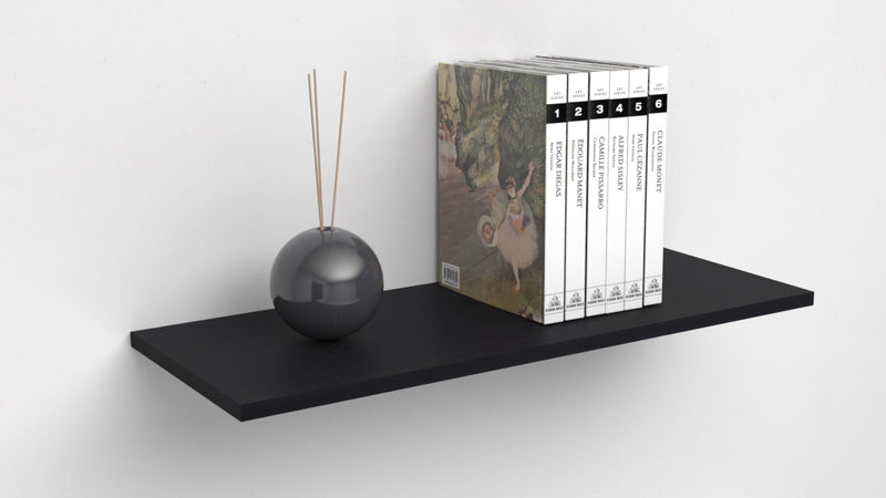Mensola da Muro da appoggio 80x20 cm in Legno nobilitato spessore 1,8 cm in colore Nero
