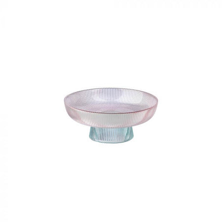 Centrotavola Evviva 5759 in vetro sfumato rosa e azzurro, diametro 26 cm, altezza 10,5 cm, decorazione elegante per casa e tavola.