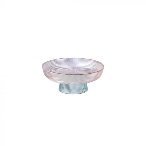 Centrotavola Evviva 5759 in vetro sfumato rosa e azzurro, diametro 26 cm, altezza 10,5 cm, decorazione elegante per casa e tavola.