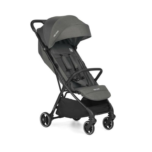 BE COOL Passeggino AIRFOLD - colore GRAPHITE - con telaio in alluminio robusto, chiusura automatica e dimensioni adatte alle cabine degli aerei, adatto dalla nascita fino a 22 kg, con sospensioni su 4 ruote e finiture in similpelle