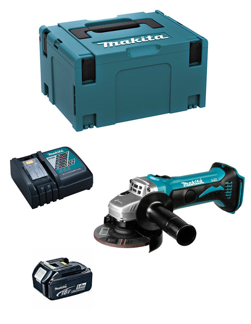 Mini-Smerigliatrice MAKITA DGA452RTJ1 (1 x 5,0 Ah + DC18RC + MAKPAC 3)